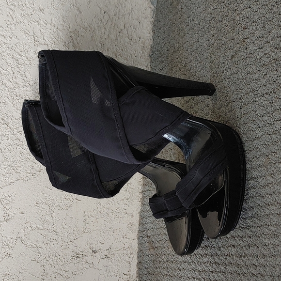 Burberry Shoes - Burberry Mesh Black Ankle Wrap Stilettos Heels 38.5
